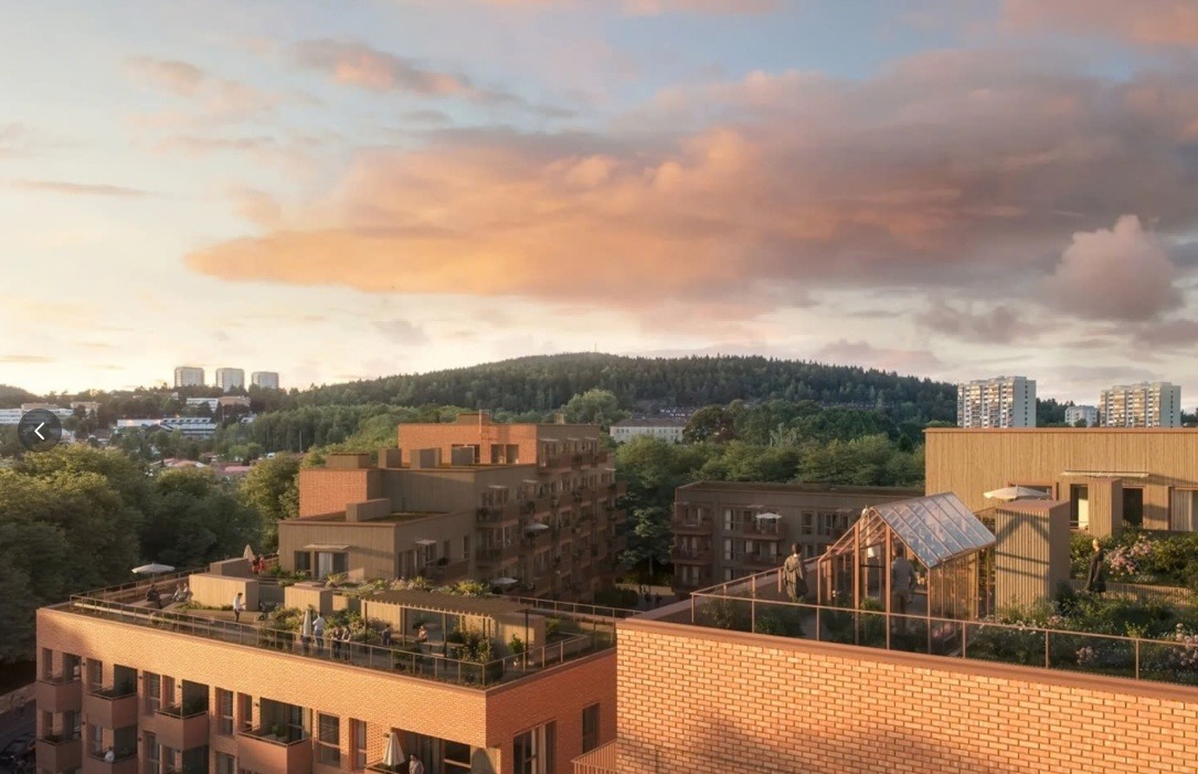 Illustrasjon | Beboerne får glede av felles takterrasser med blant annet sittegrupper, utekjøkken og pergola. Det blir også opparbeidet plantekasser med mulighet for dyrking av grønnsaker og andre nyttevekster. Illustrasjon, avvik kan forekomme.
